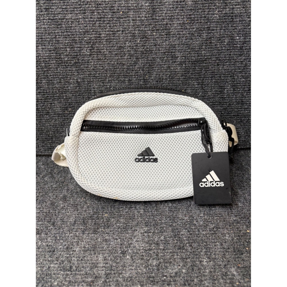 Adidas White Mesh Waist Bag Belt Bag Fanny Pack 90288 White Black Logo